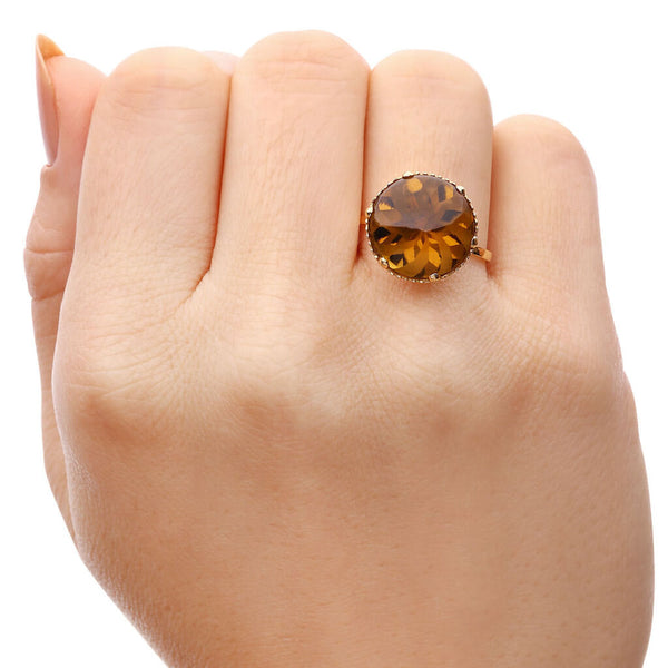 Anel em Ouro Amarelo 18 k com Ctrino Wiski Estrela