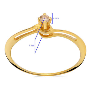 Anel em Ouro Amarelo 18k Solitário Aro Desencontrado com Diamante