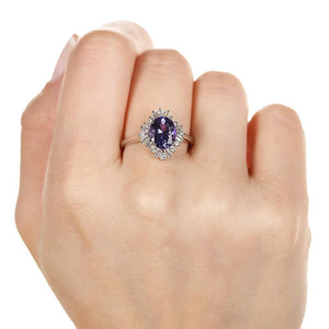 Anel de Ouro Branco 18k com Tanzanita e Diamantes