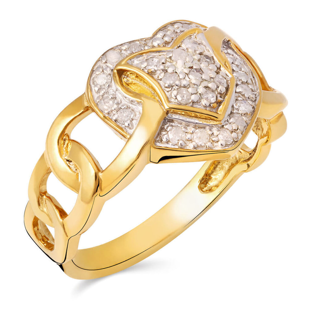 Anel Coração Prata 925 com Diamantes