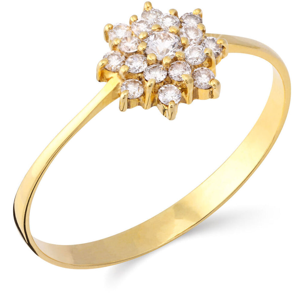 Anel em Ouro Amarelo 18k Chuveiro com Diamantes Aprox. 30 pts