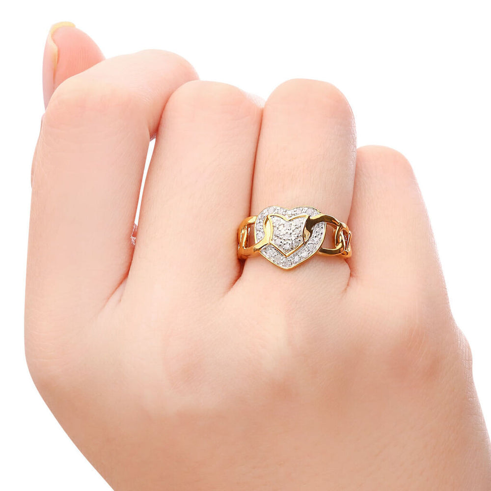 Anel Coração Prata 925 com Diamantes