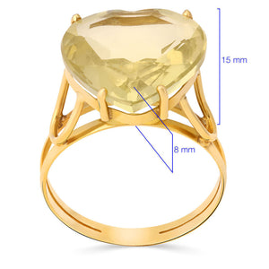 Anel em Ouro Amarelo 18k Coração com Quartzo Green Gold