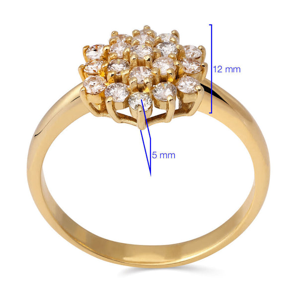 Anel em Ouro Amarelo Chuveiro com  Diamantes