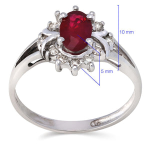 Anel em Ouro Branco 18 k com Rubi