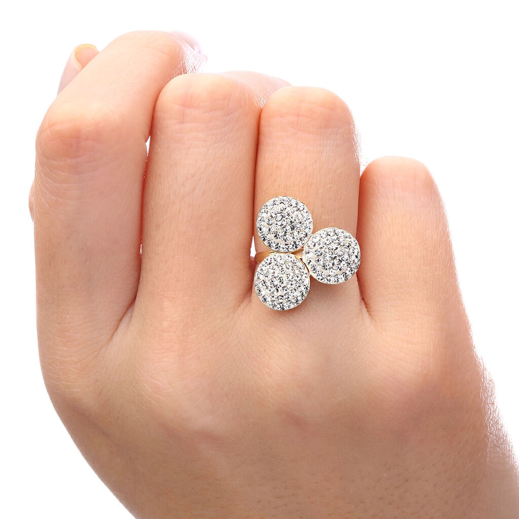 Anel em Ouro Amarelo 18 k com Cristais Swaroviski
