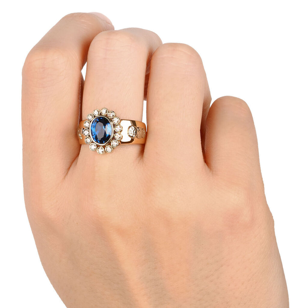 Anel em Ouro Amarelo 18k Formatura Pedra Azul Sintética
