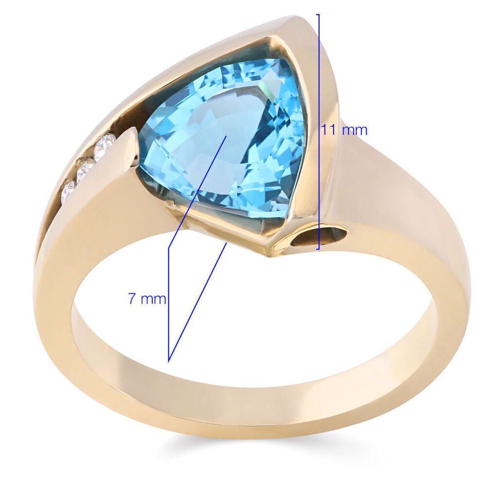 Anel em Ouro Amarelo 18k com Topazios Azuis e Diamantes