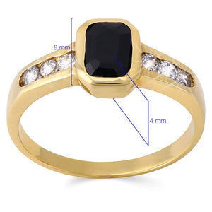Anel em Ouro Amarelo com Ônix e Zircônias