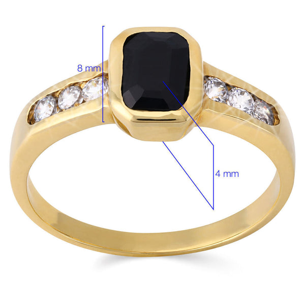 Anel em Ouro Amarelo com Ônix e Zircônias