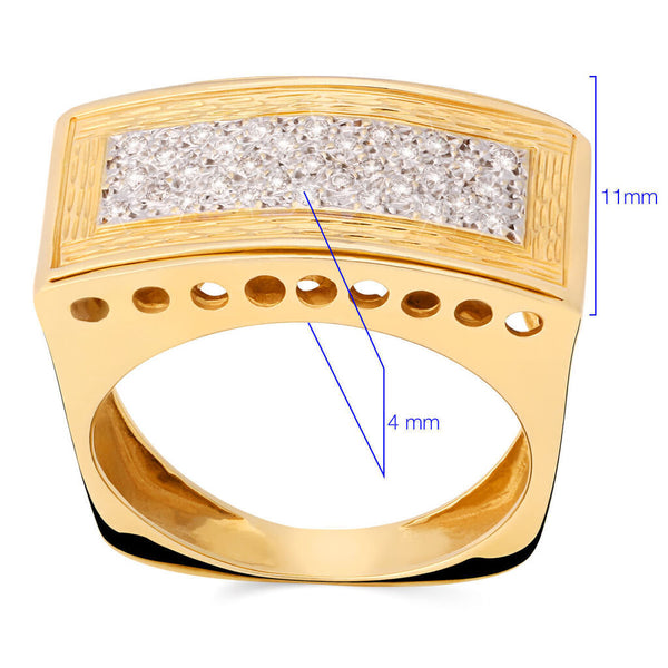 Anel em Ouro Amarelo 18k Retangular com Diamantes