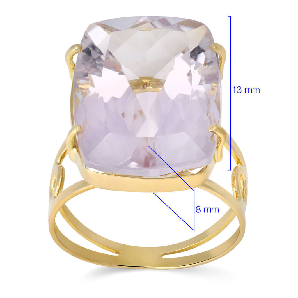 Anel em Ouro Amarelo 18 k com Amestista Rose de France