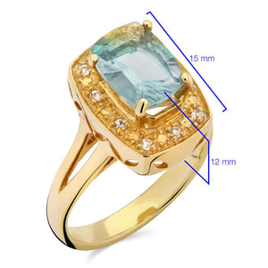 Anel e Par De Brincos em Prata 925 Fluorite  Verde Com Topázio Branco