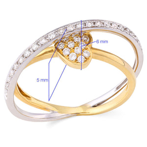 Anel em Ouro Amarelo e Ouro Branco com Coração e Diamantes