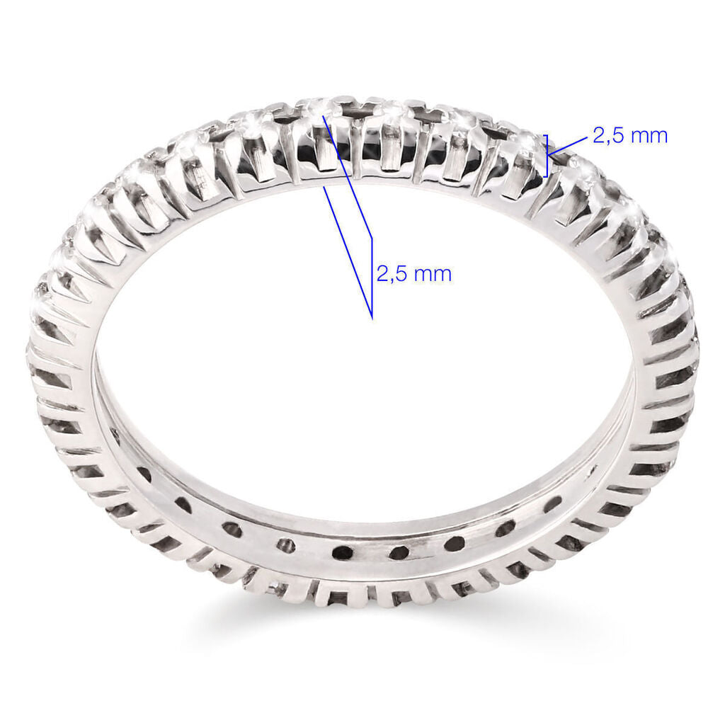 Aliança Em Ouro Branco 18k com Diamantes