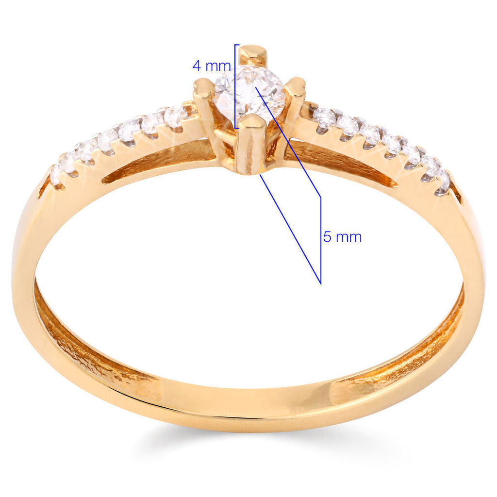 Anel em Ouro Amarelo 18k Solitário com Diamante