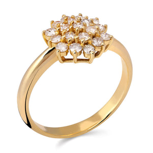 Anel em Ouro Amarelo Chuveiro com  Diamantes