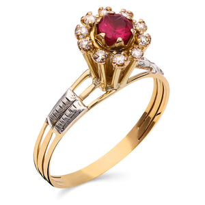 Anel em Ouro Amarelo 18k Formatura Pedra Sintética Vermalha