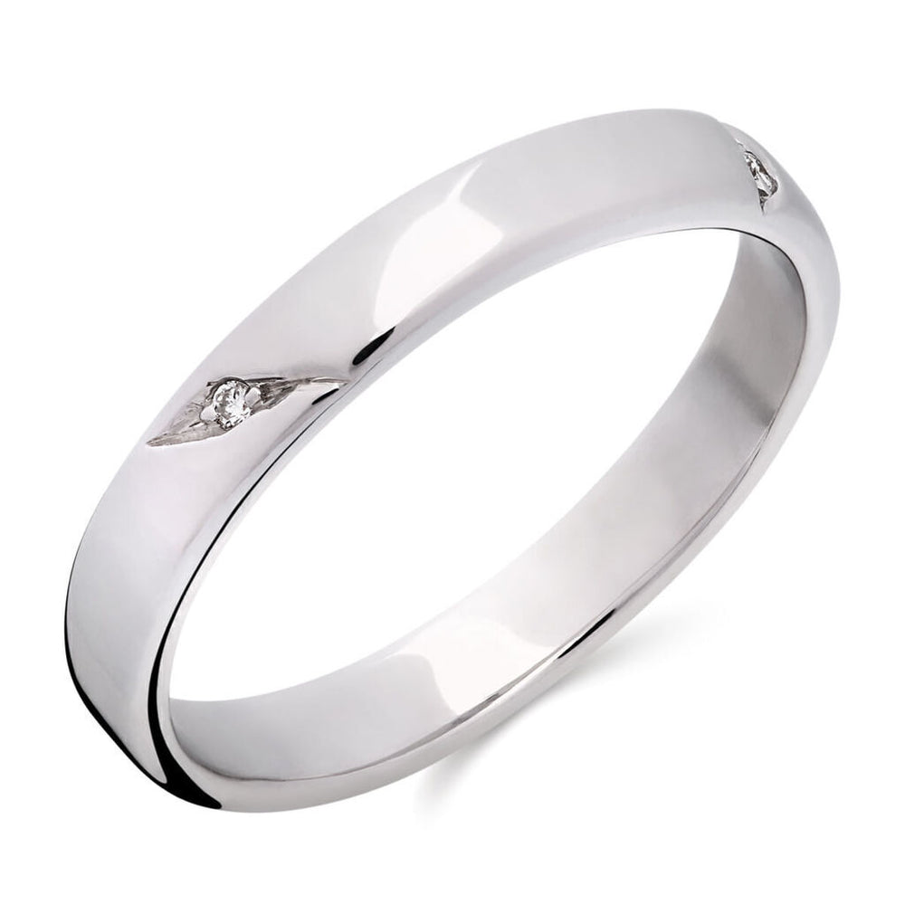 Aliança em Ouro Branco 18k com 2 Diamantes