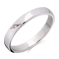 Aliança em Ouro Branco 18k com 2 Diamantes