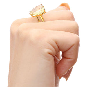 Anel em Ouro Amarelo 18k Coração com Quartzo Green Gold