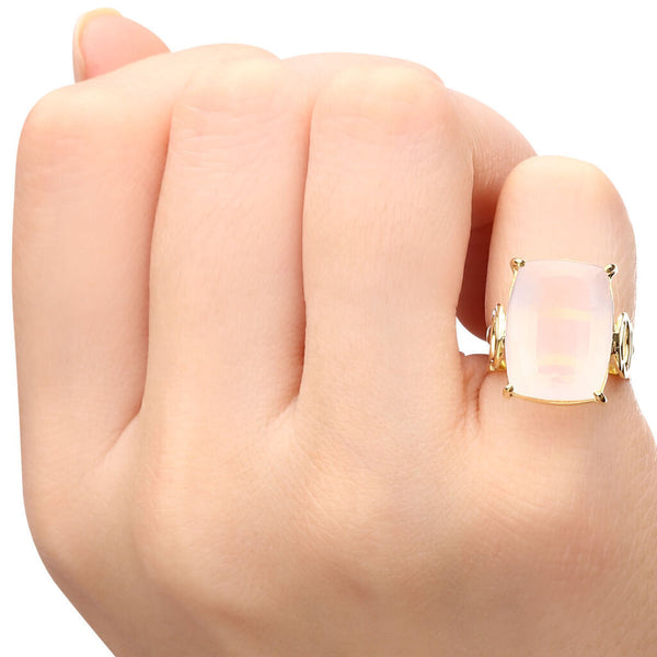 Anel em Ouro Amarelo 18k com Quartzo Rosa