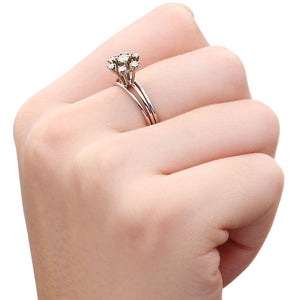 Anel em Ouro Branco 18 k com Diamantes