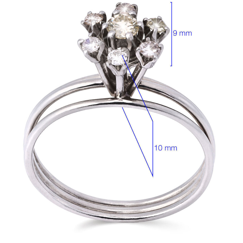 Anel em Ouro Branco 18 k com Diamantes
