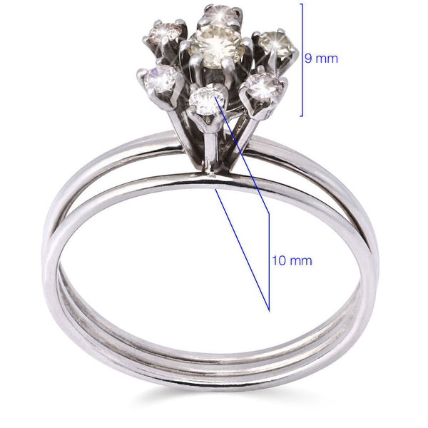 Anel em Ouro Branco 18 k com Diamantes