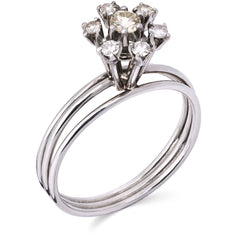 Anel em Ouro Branco 18 k com Diamantes