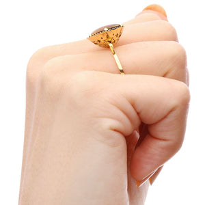 Anel em Ouro Amarelo 18 k com Ctrino Wiski Estrela