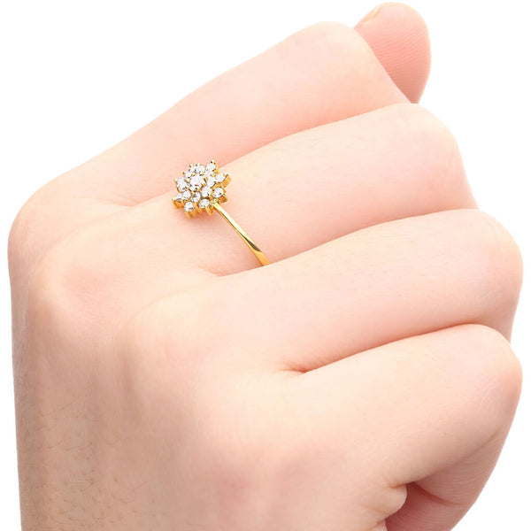 Anel em Ouro Amarelo 18k Chuveiro com Diamantes Aprox. 30 pts