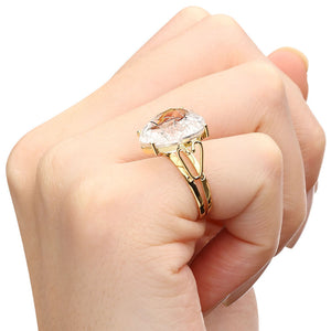 Anel em Ouro Amarelo 18k Cristal Rutilado Coração