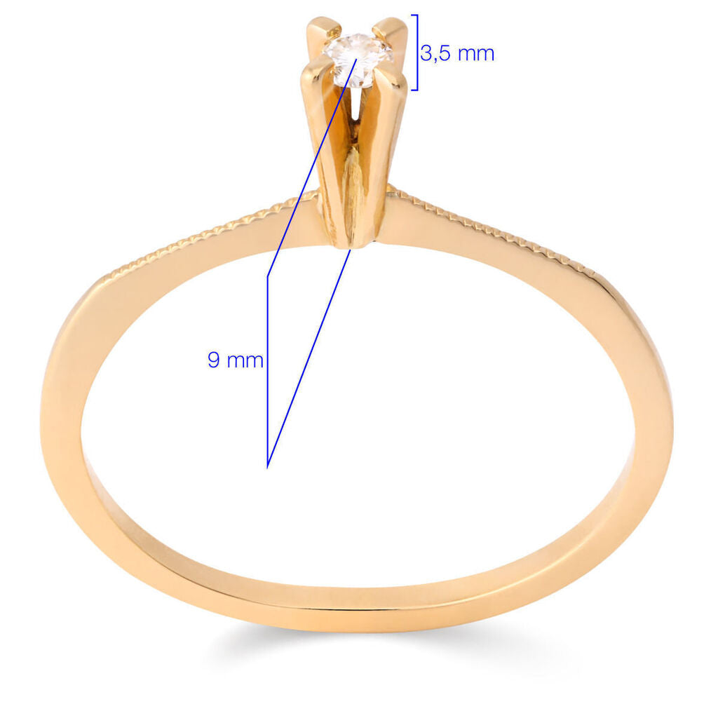 Anel em Ouro Amarelo 18 k com Diamante