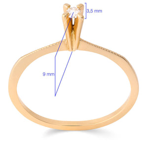 Anel em Ouro Amarelo 18 k com Diamante