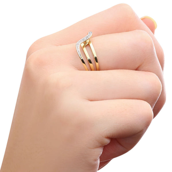 Anel em Ouro Amarelo 18k Trancado com Zirconias