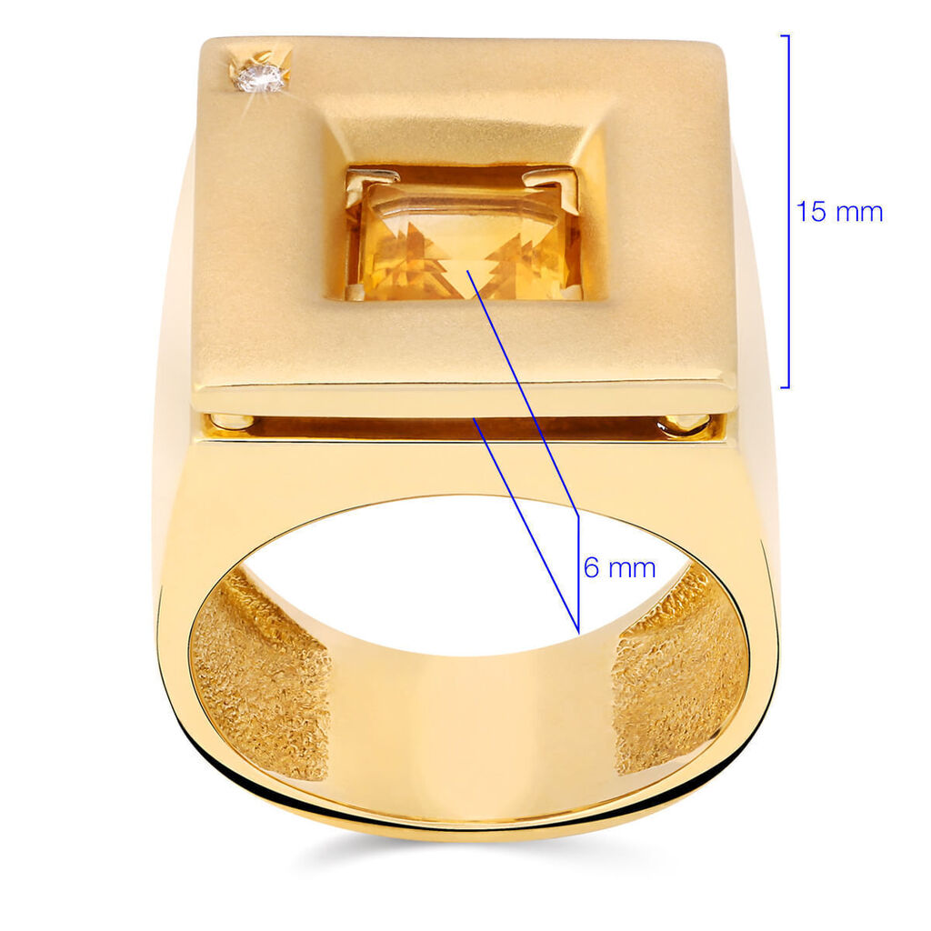 Anel em Ouro Amarelo 18k com Citrino e Diamante