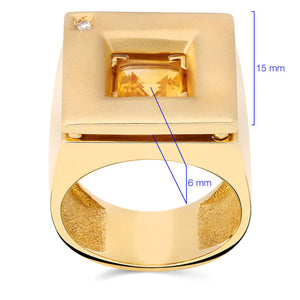 Anel em Ouro Amarelo 18k com Citrino e Diamante
