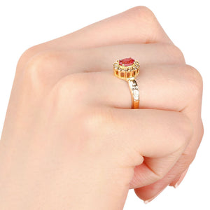 Anel em Ouro Amarelo 18k Formatura Turmalina Rosa e Zircônias