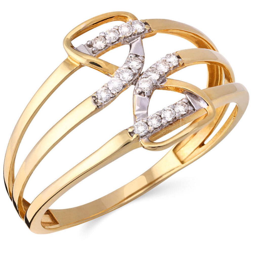 Anel em Ouro Amatelo Infinito com Diamantes e Detalhes em ouro branco
