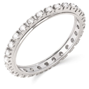 Aliança Inteira em Ouro Branco 18k de Diamantes