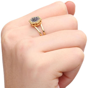 Anel em Ouro Amarelo com Zircônias Brancas e Roxas