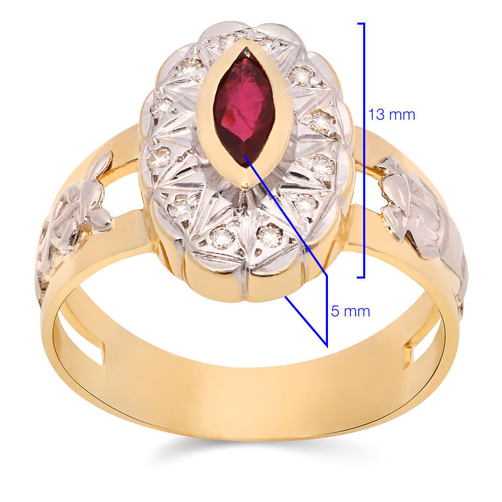 Anel em Ouro Amarelo 18k de Formatura com Rubi e Diamantes