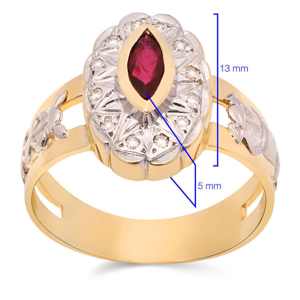 Anel em Ouro Amarelo 18k de Formatura com Rubi e Diamantes