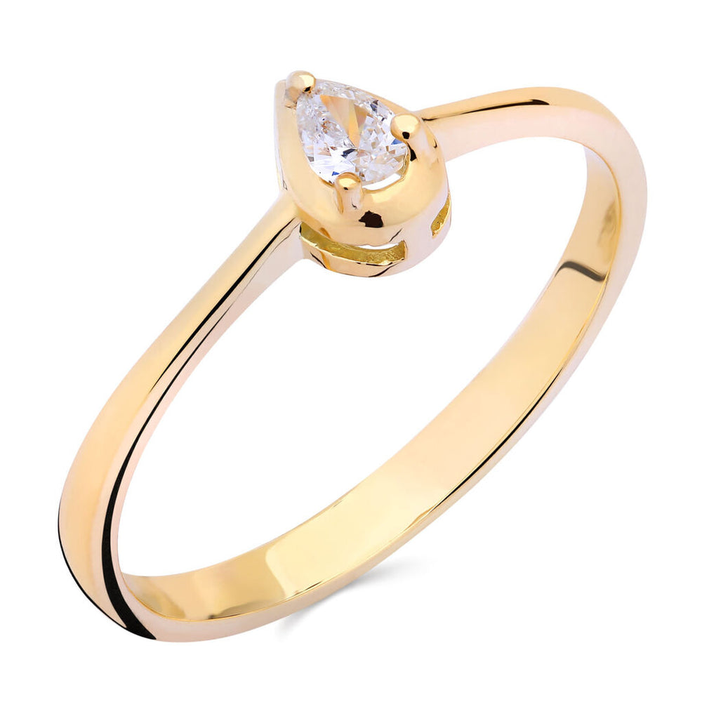 Anel em Ouro Amarelo 18 k com Diamante Vs
