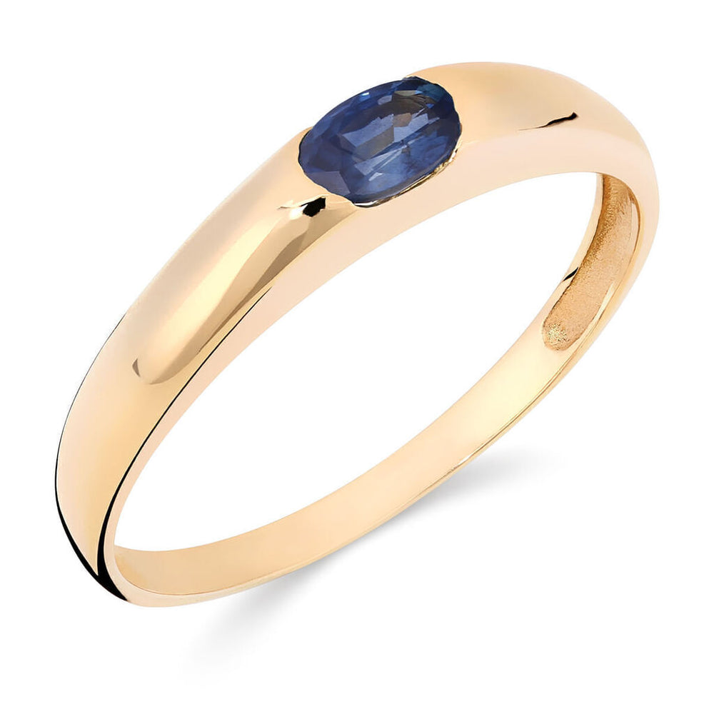 Anel em Ouro Amarelo com Safira Azul