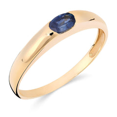 Anel em Ouro Amarelo com Safira Azul