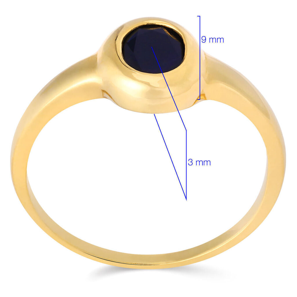 Anel em Ouro Amarelo 18k com Safira Azul