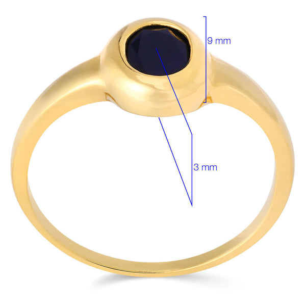 Anel em Ouro Amarelo 18k com Safira Azul
