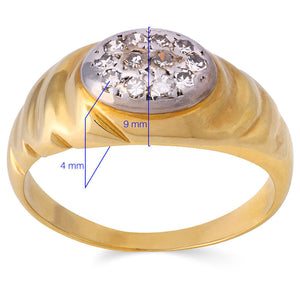Anel em Ouro Amarelo Com Detalhe em Ouro Branco e Diamantes
